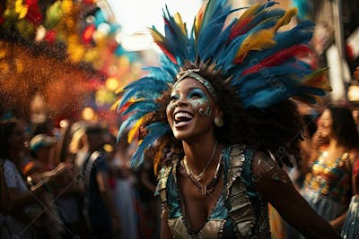 Pessoas Do Festival De Carnaval Brasileiro E Fundo Do Grupo Ai