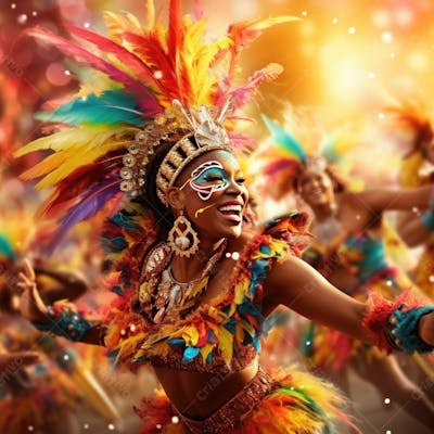 Pessoas Do Festival De Carnaval Brasileiro E Fundo Do Grupo Ai