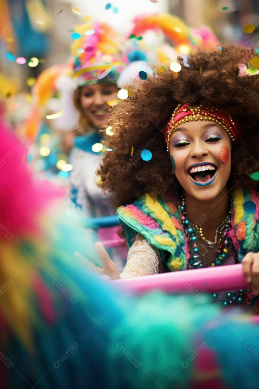 Mulher negra alegre em carnaval
