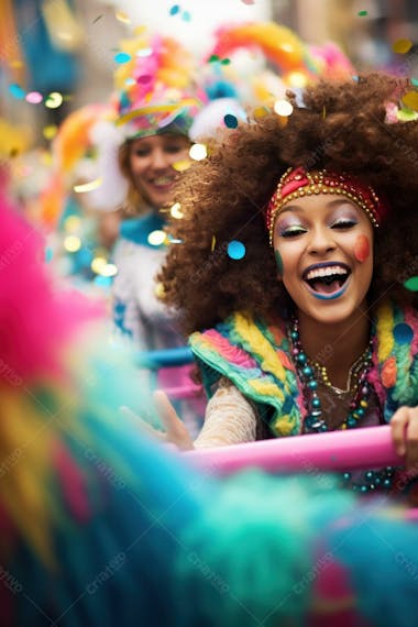 Pessoas do festival de carnaval brasileiro e fundo do grupo ai