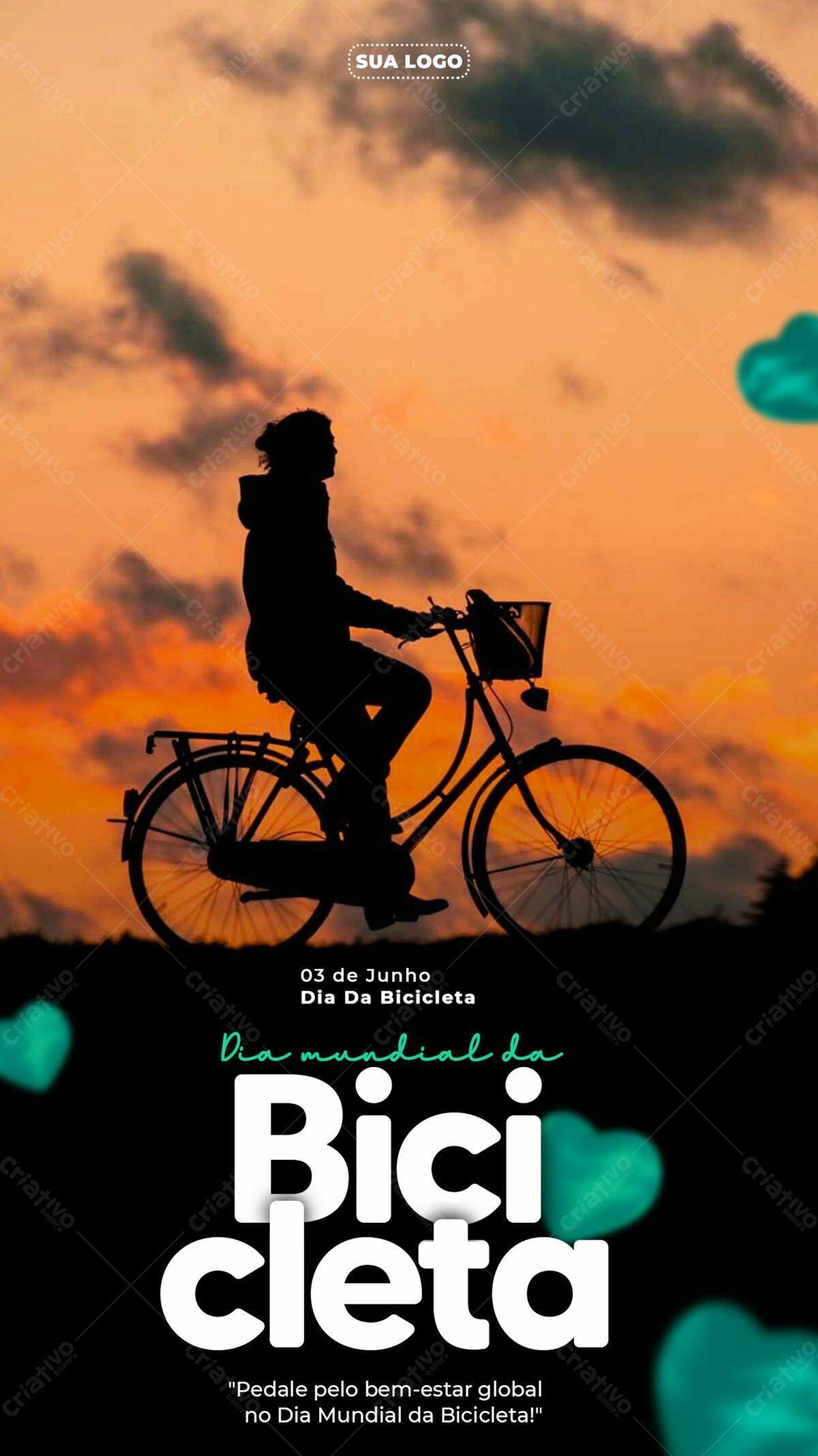 Flyer Dia Mundial da Bicicleta PSD Editável