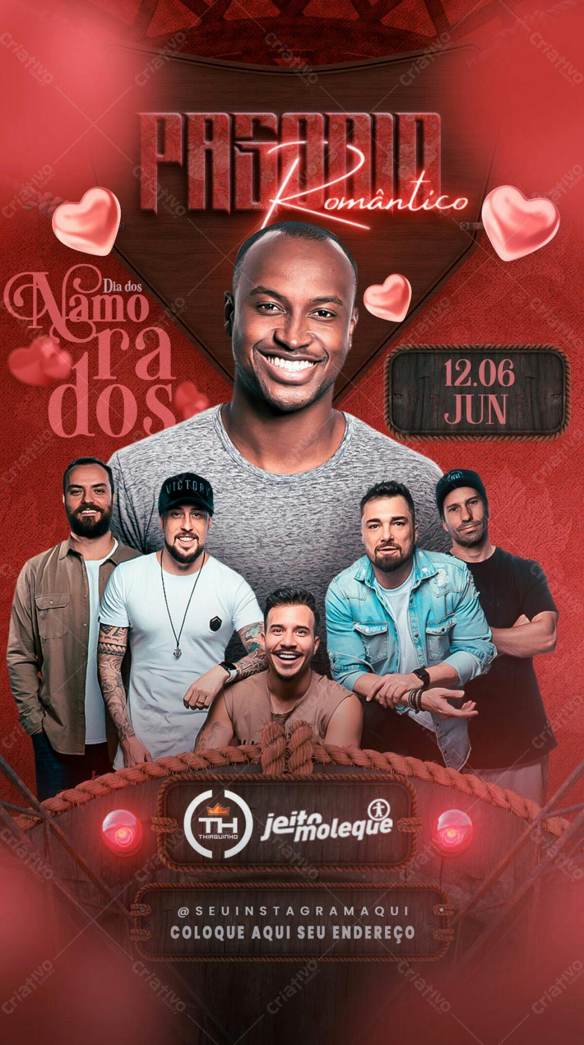 Flyer para Dia dos Namorados com Thiaguinho PSD Editável