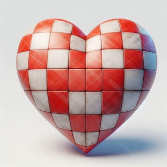 Elemento coração 3d 2d com textura festa junina de são joão