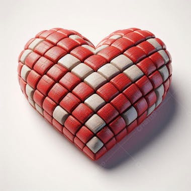 Elemento coração 3d 2d com textura festa junina de são joão