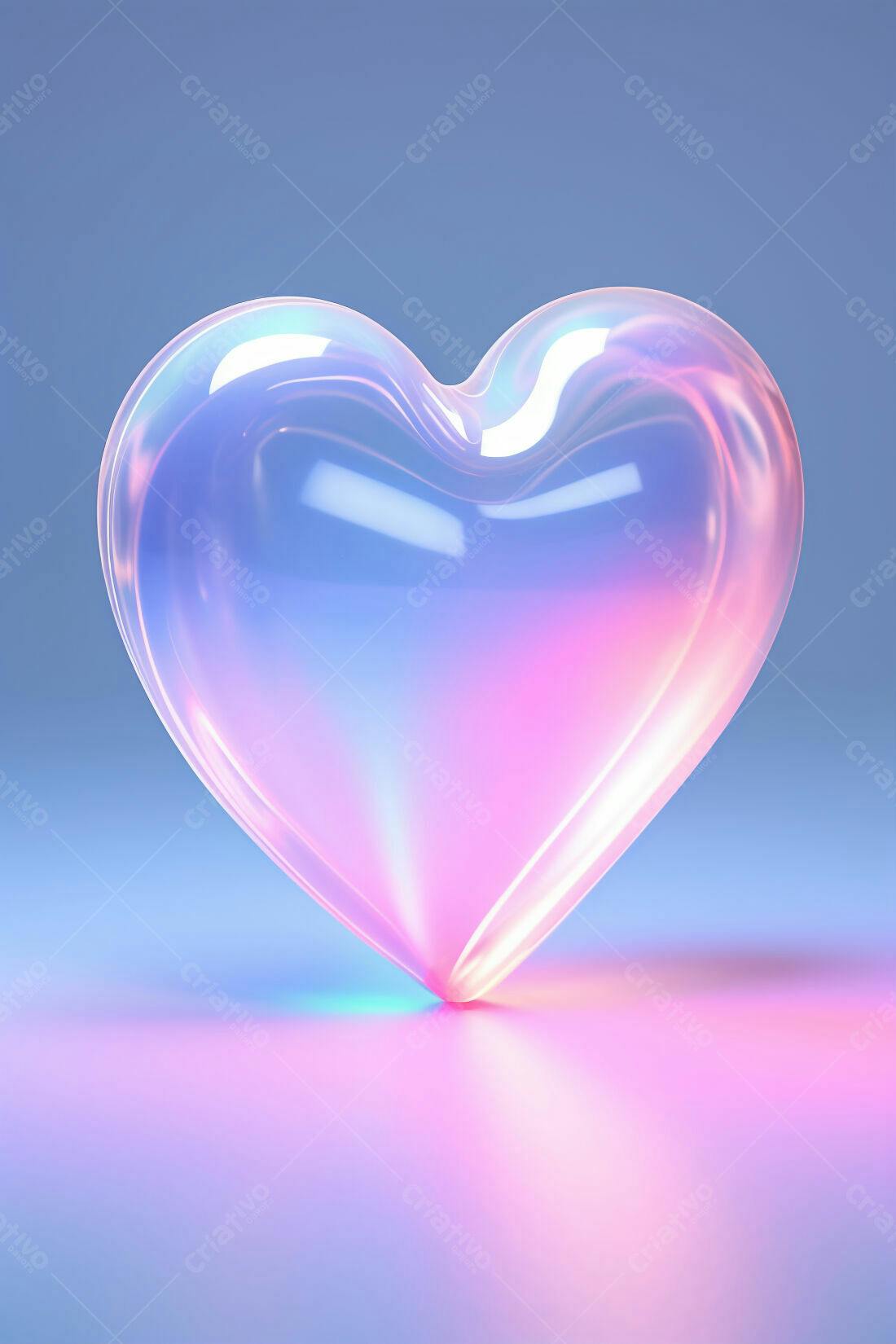 Coração cristalino rosa e azul
