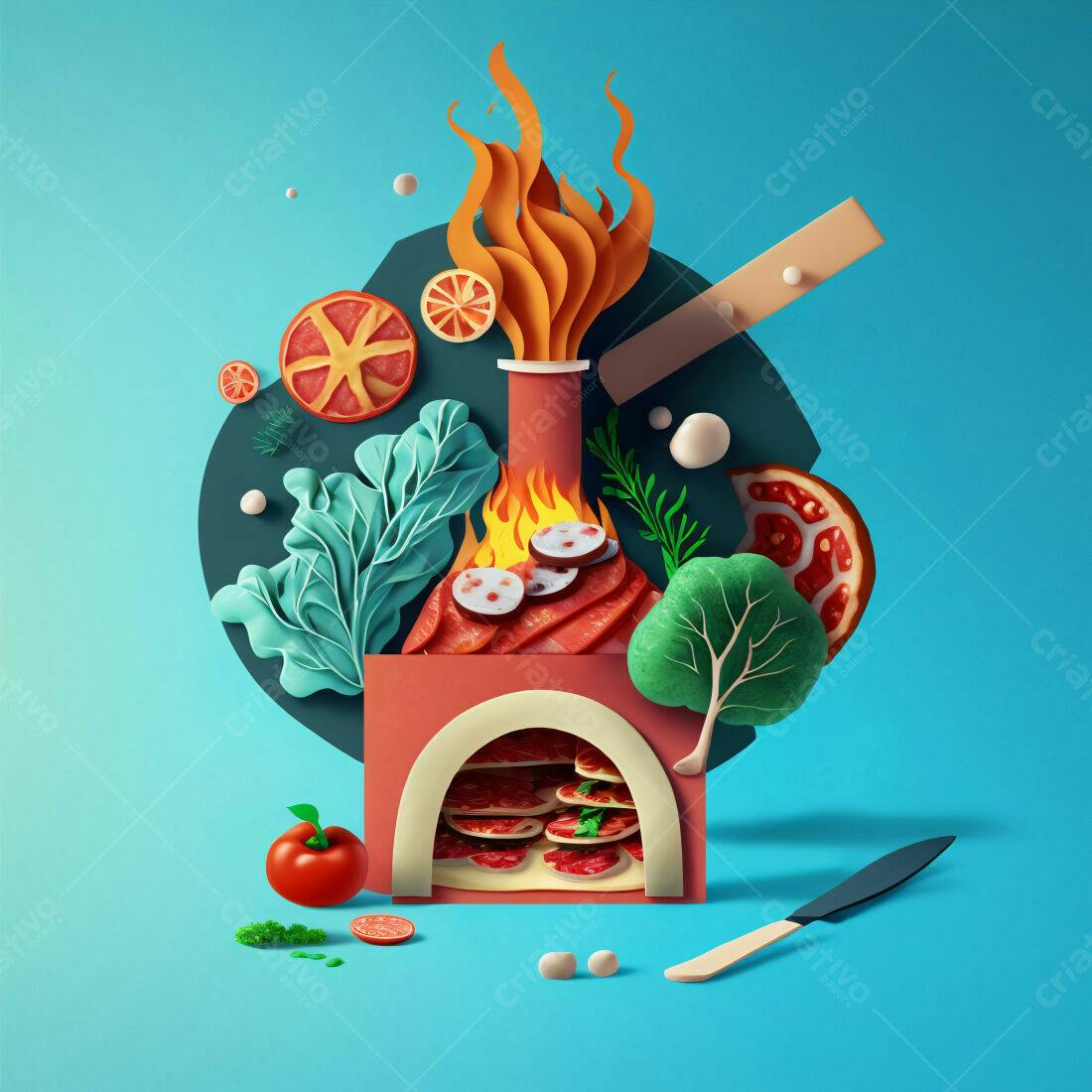 Pizza forno artesanal ingredientes frescos