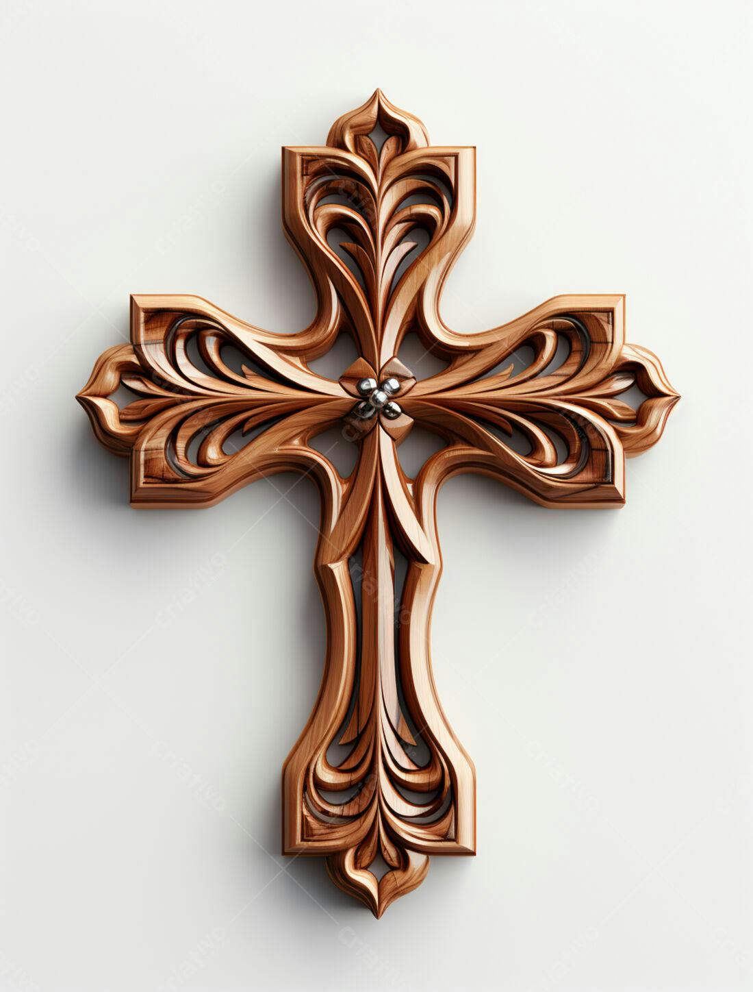 Cruz de madeira entalhada estilo clássico