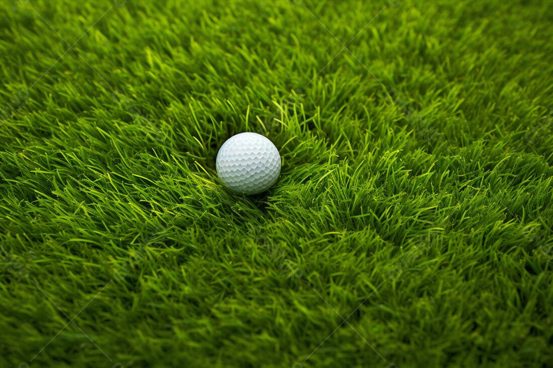Bola de golfe em gramado verde