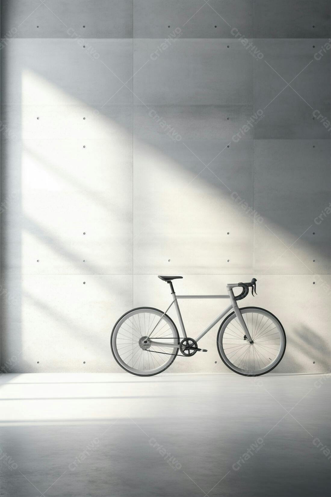 Bicicleta Cinza em Ambiente Minimalista