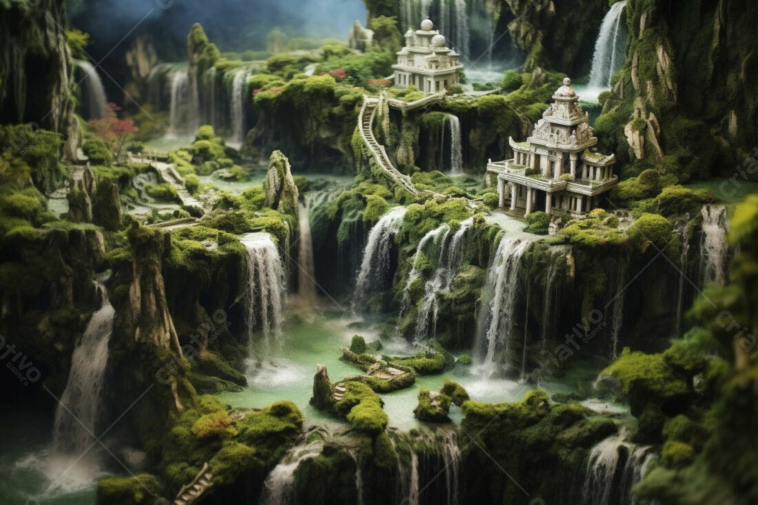 Maquete Paisagem Encantada com Cachoeiras