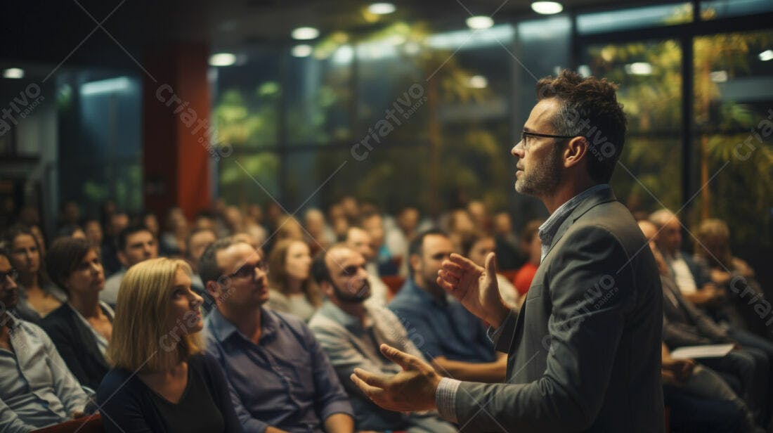 Palestra corporativa homem palestrante