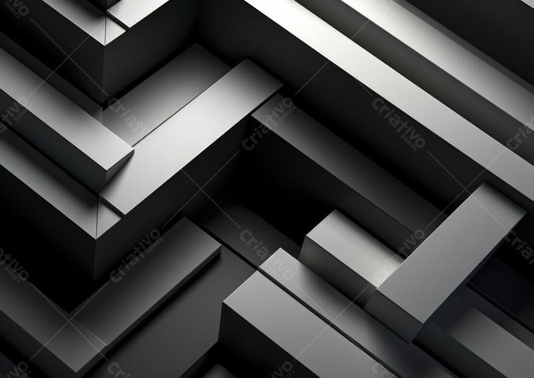 Formas geométricas abstratas em tons de cinza
