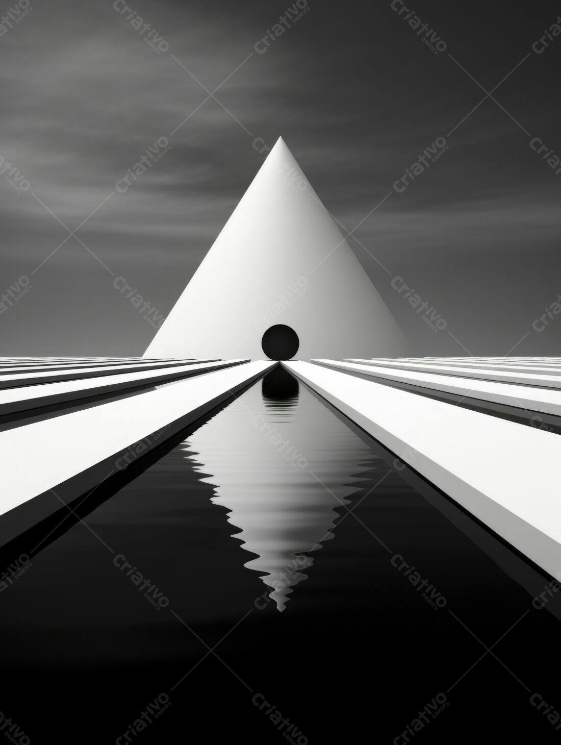 Cone branco em paisagem monocromática