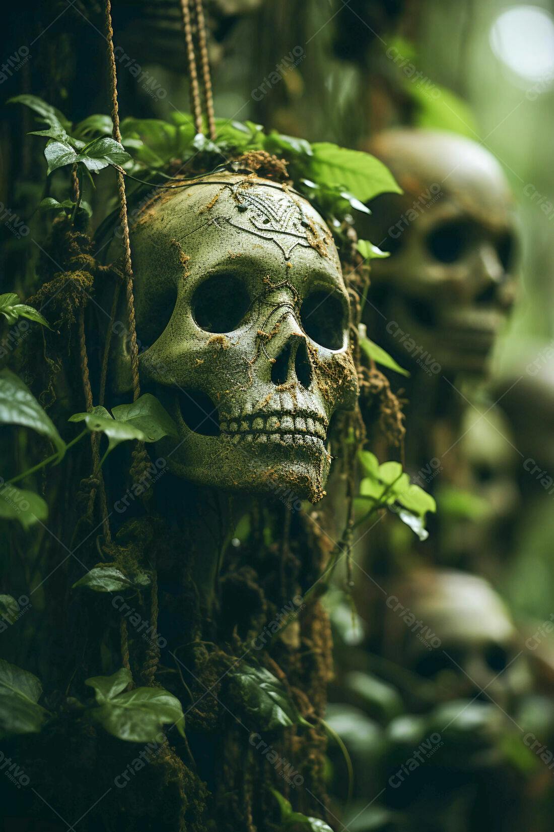 Crânio na Selva Verde Escura