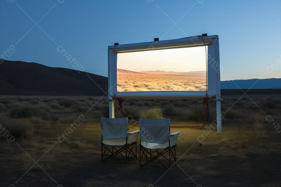 Cinema ao ar livre no deserto