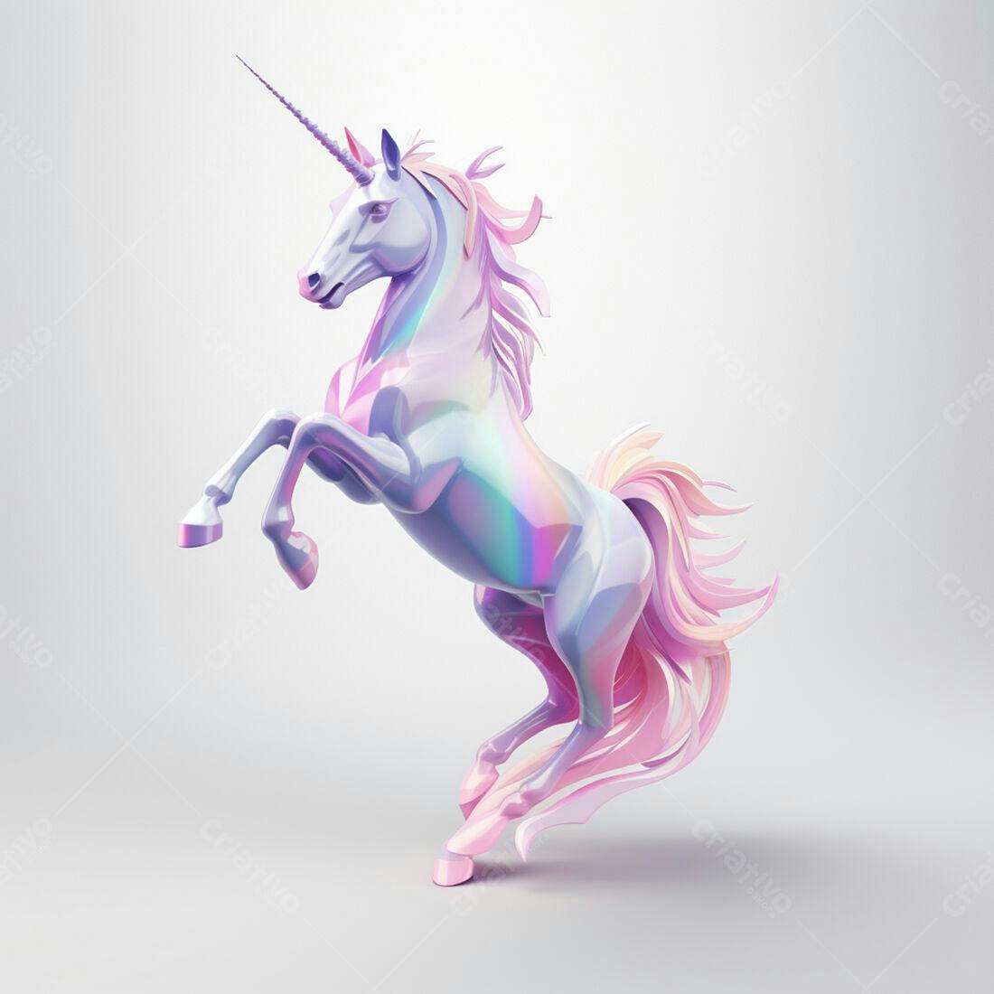 Unicórnio em pose majestosa fundo claro