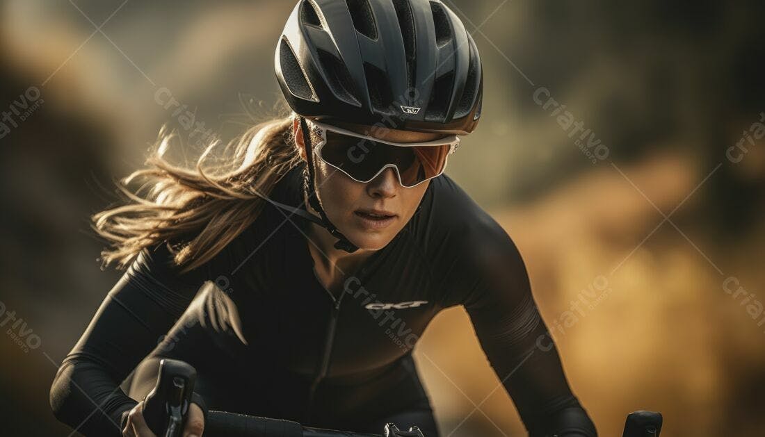 Ciclista profissional em corrida ao entardecer