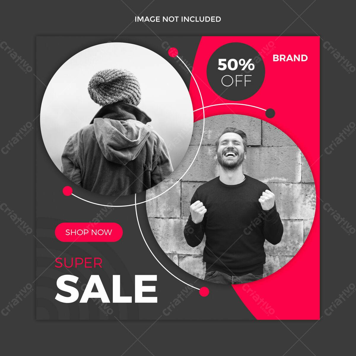 PSD para Anúncio de Super Sale com 50% de Desconto PSD Editável