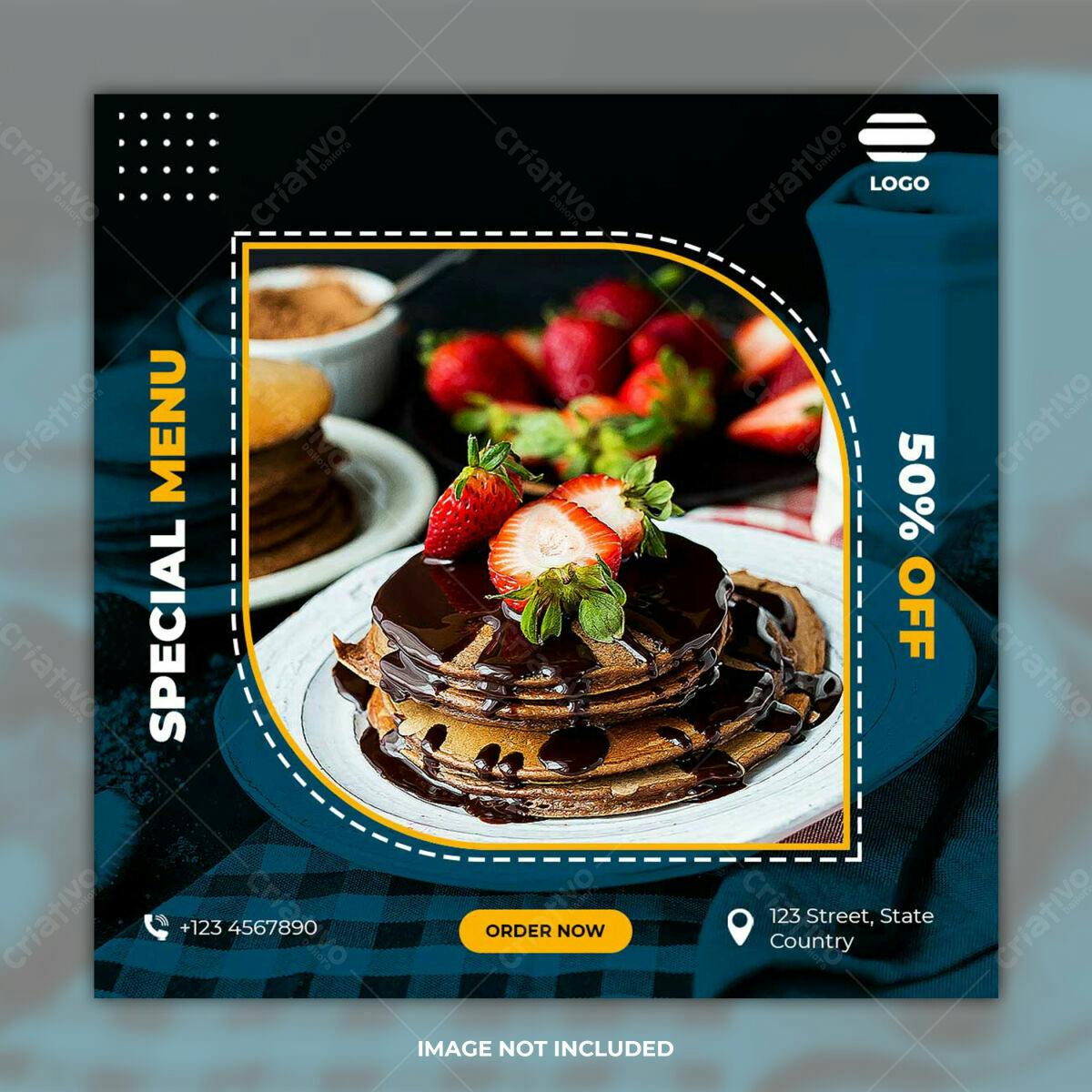 Postagem Instagram Panquecas com Chocolate PSD Editável