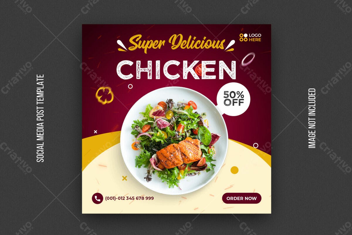 Postagem de Mídia Social para Promoção de Frango PSD Editável