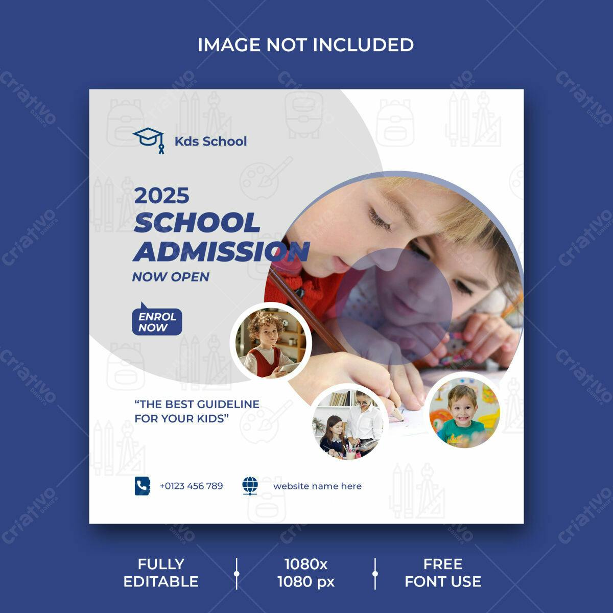 Flyer para Admissão Escolar 2025 PSD Editável