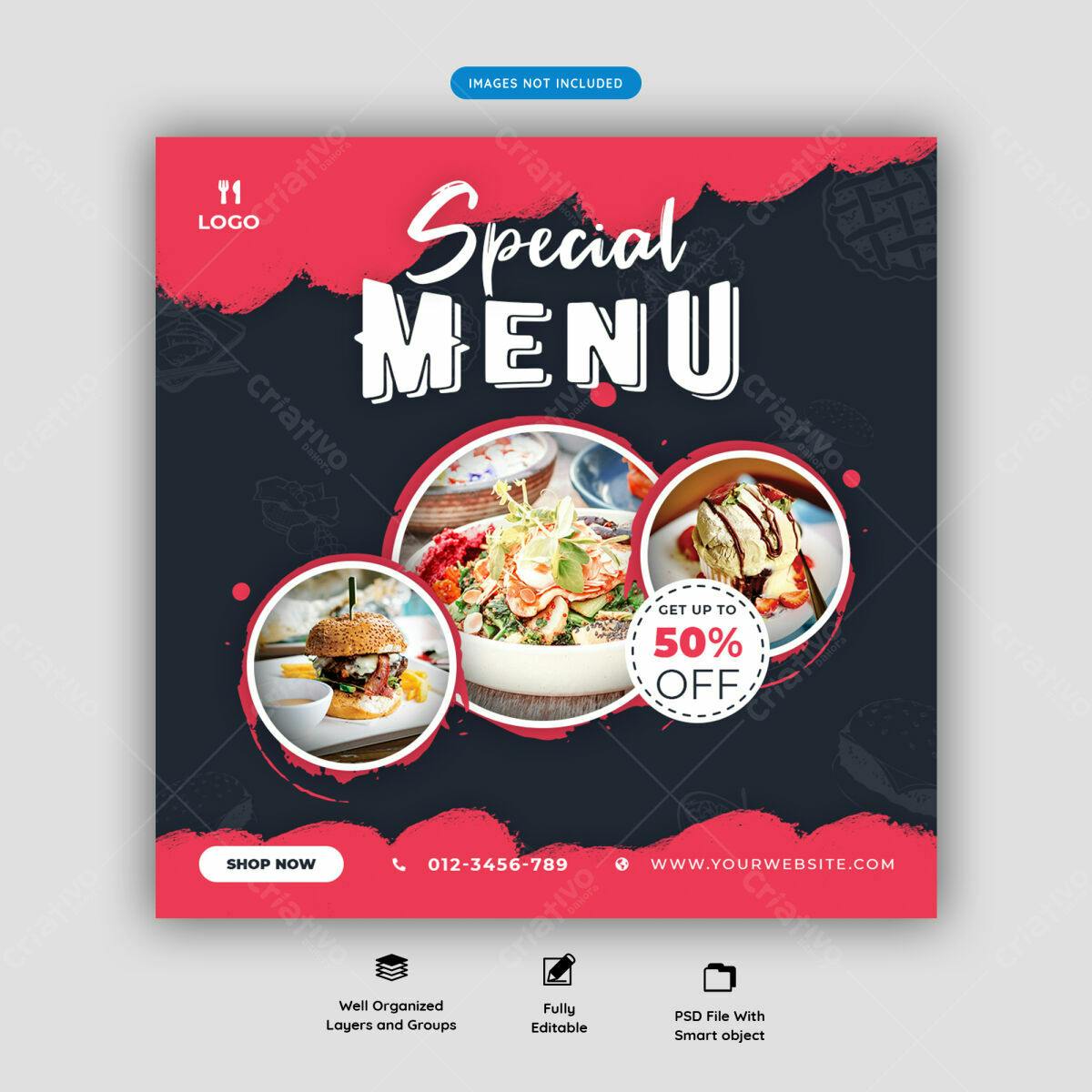 Post para Redes Sociais Menu Especial PSD Editável