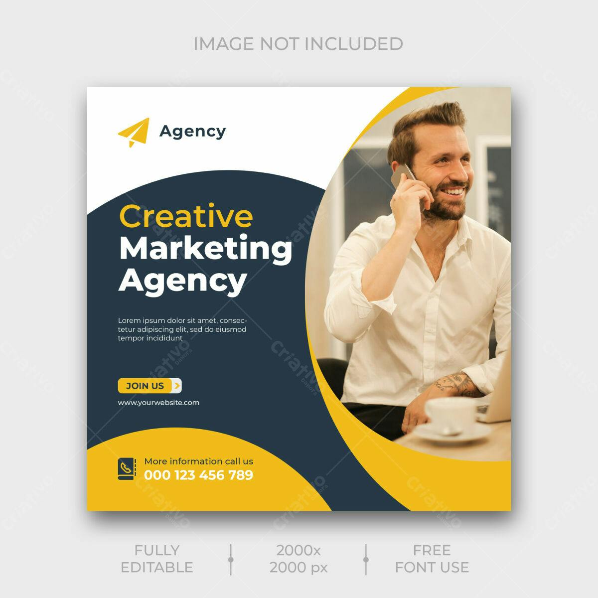 Postagem Mídia Social Agência de Marketing PSD Editável
