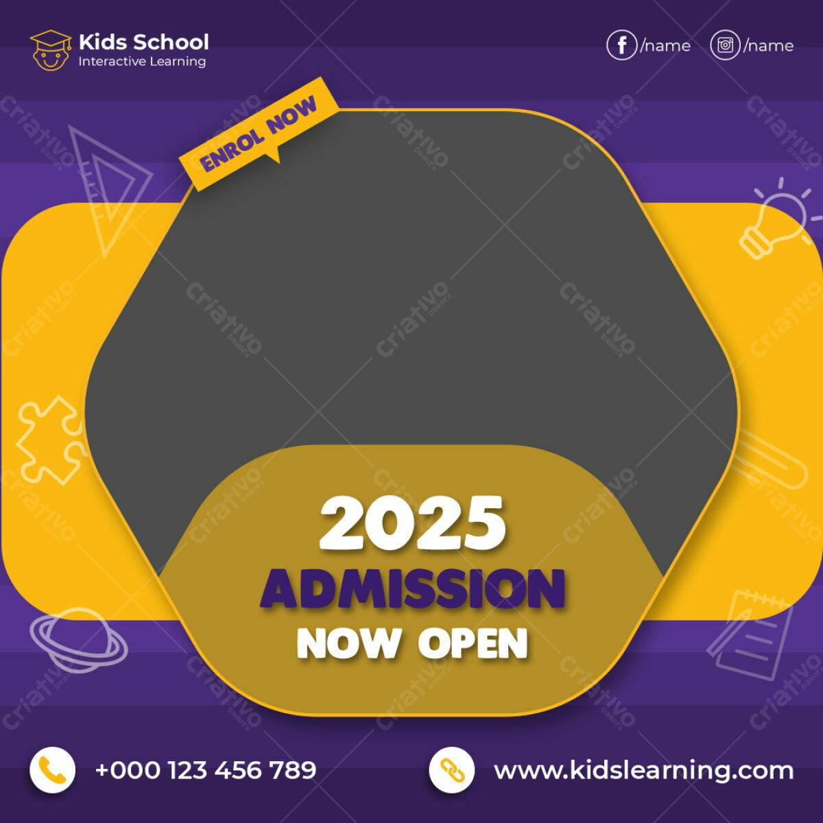 Post para Escola Infantil Admissão 2025 PSD Editável