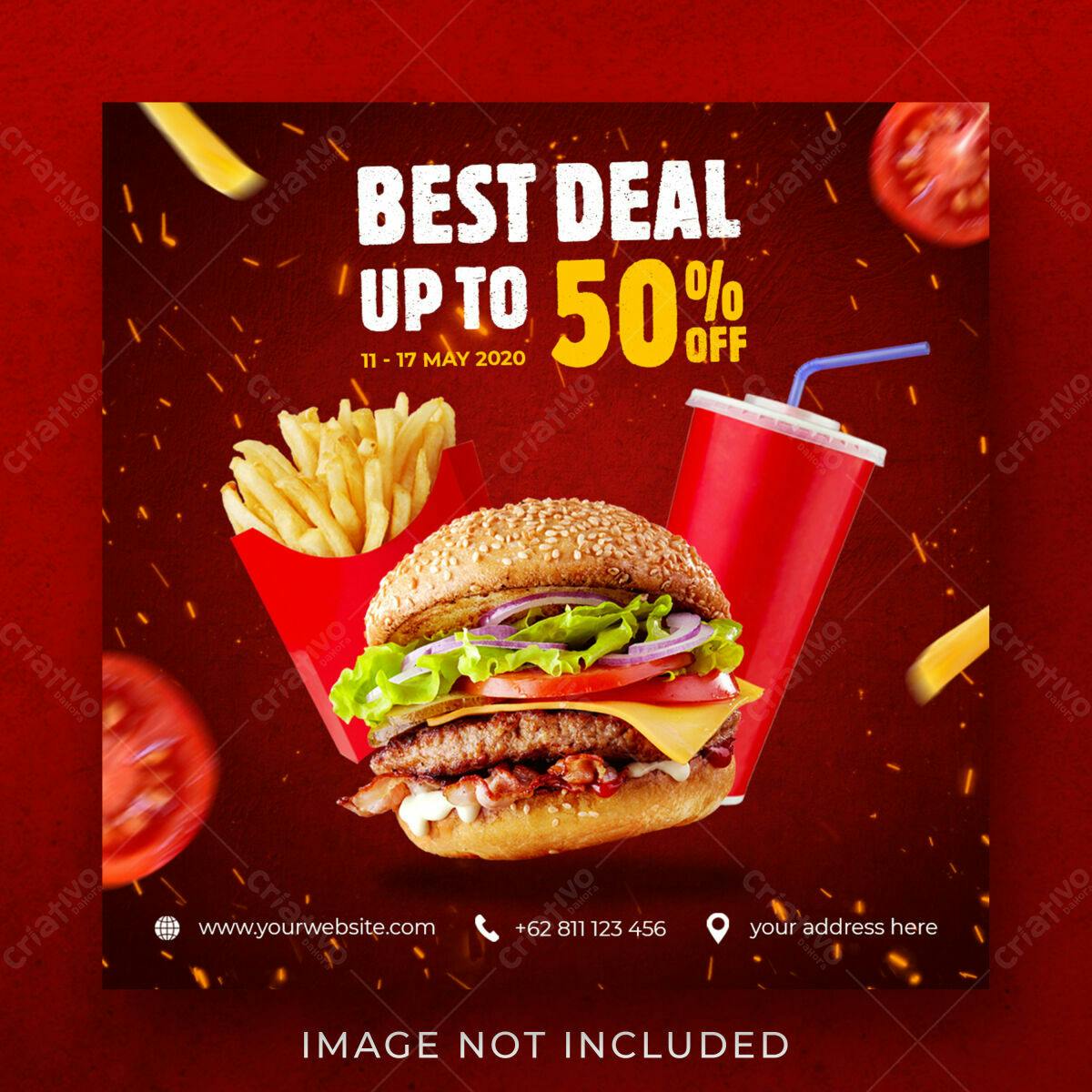 Postagem para Promoção de Hambúrguer PSD Editável