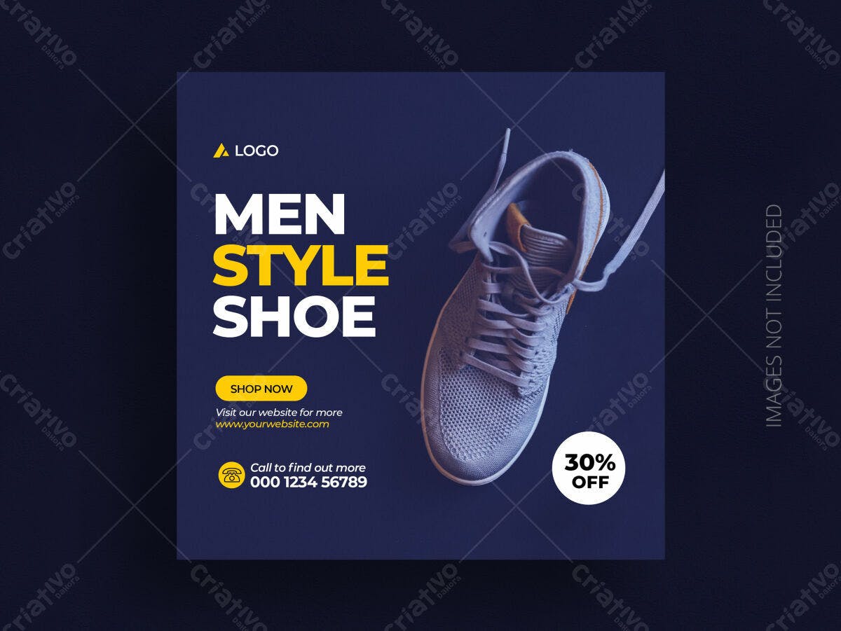 Post para Promoção de Calçados Masculinos PSD Editável