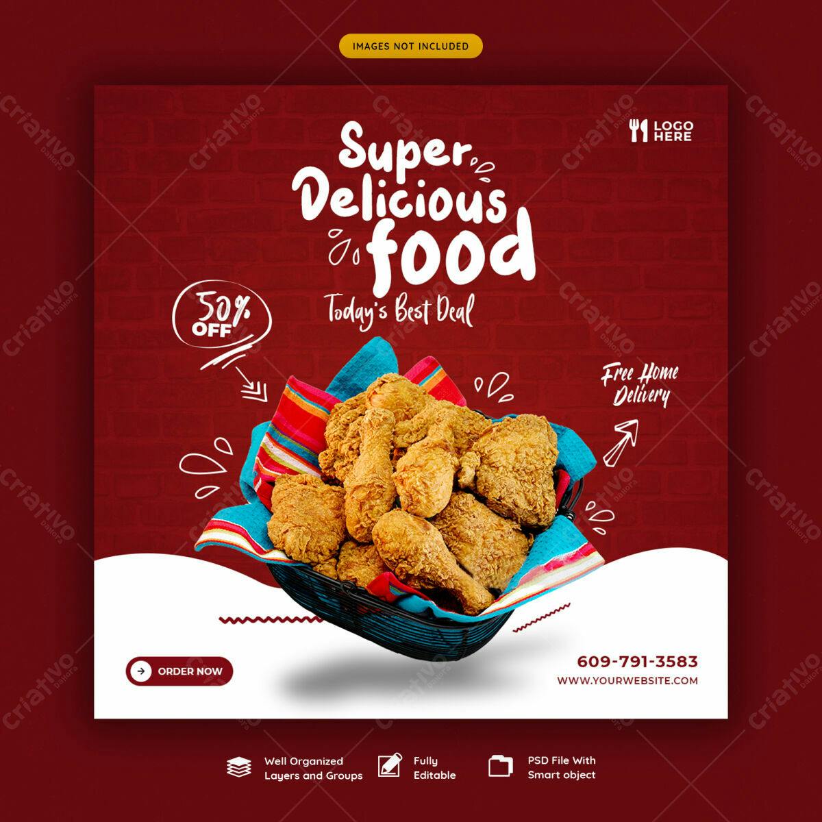Postagem Instagram Promoção Frango Frito PSD Editável