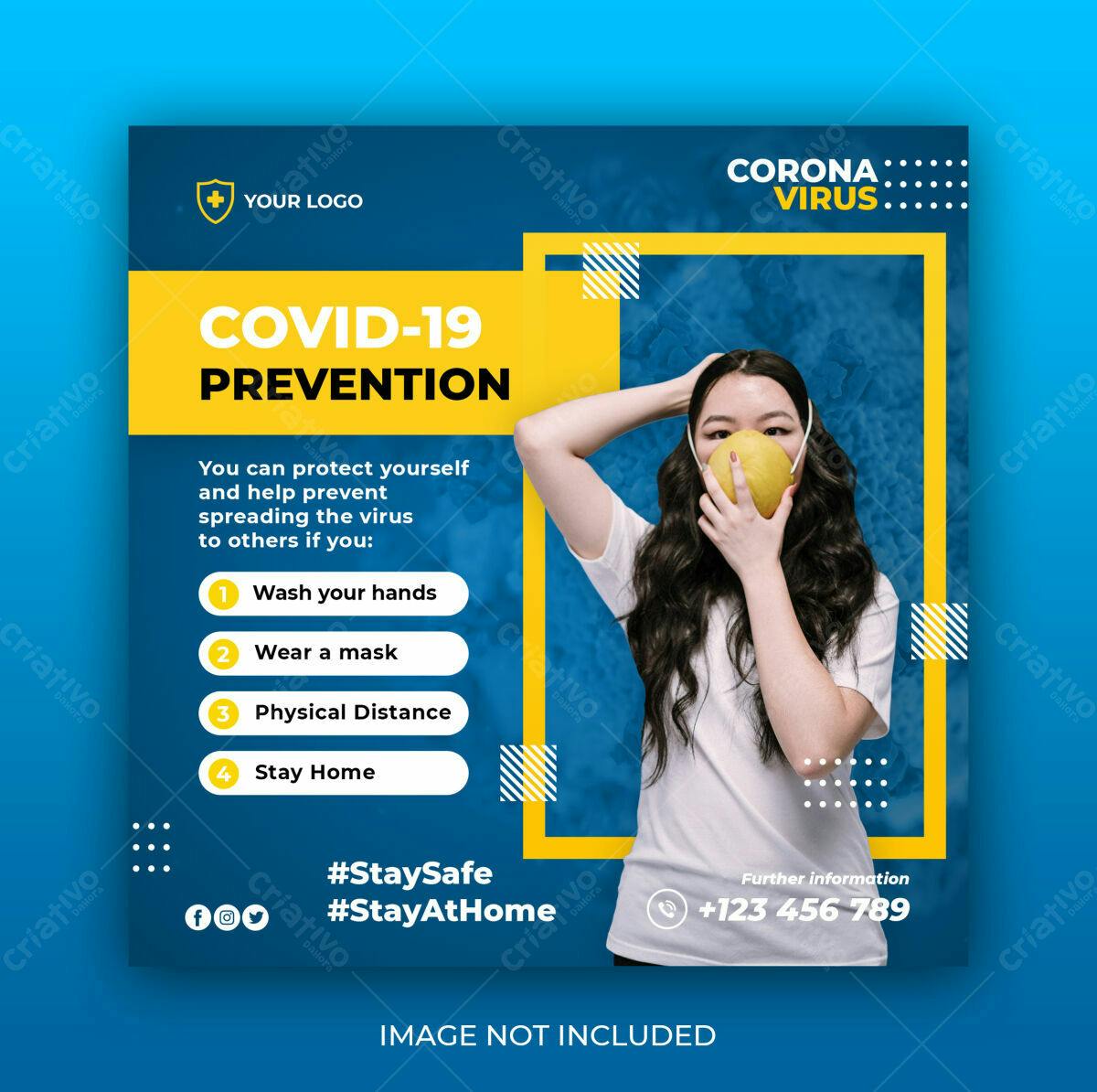Postagem Prevenção COVID-19 PSD Editável