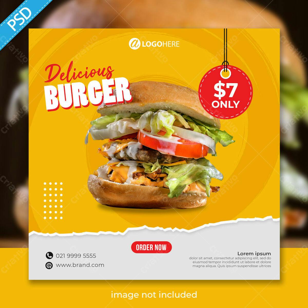 Flyer para Promoção de Hambúrguer Delicioso PSD Editável