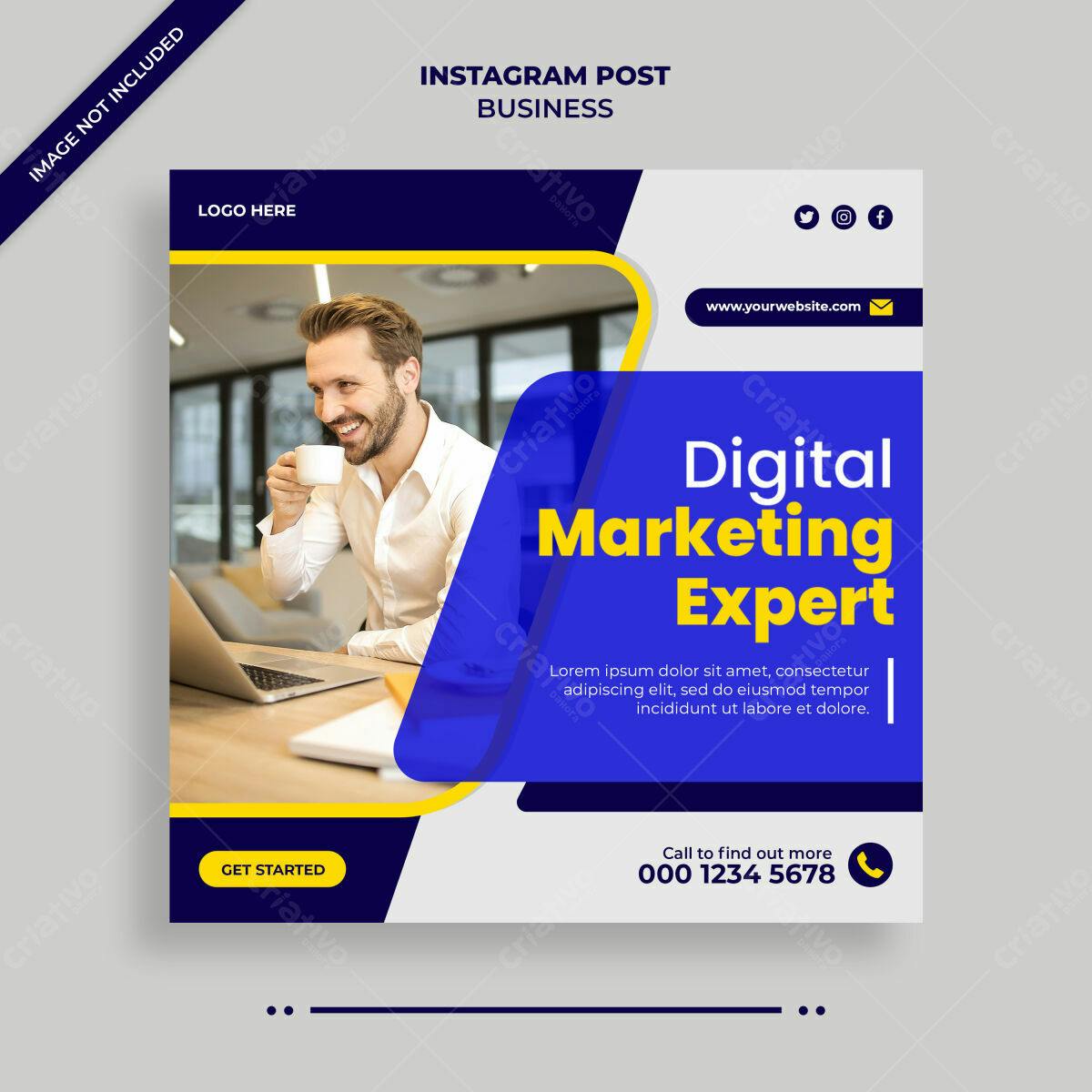 Post Instagram para Especialista em Marketing Digital PSD Editável
