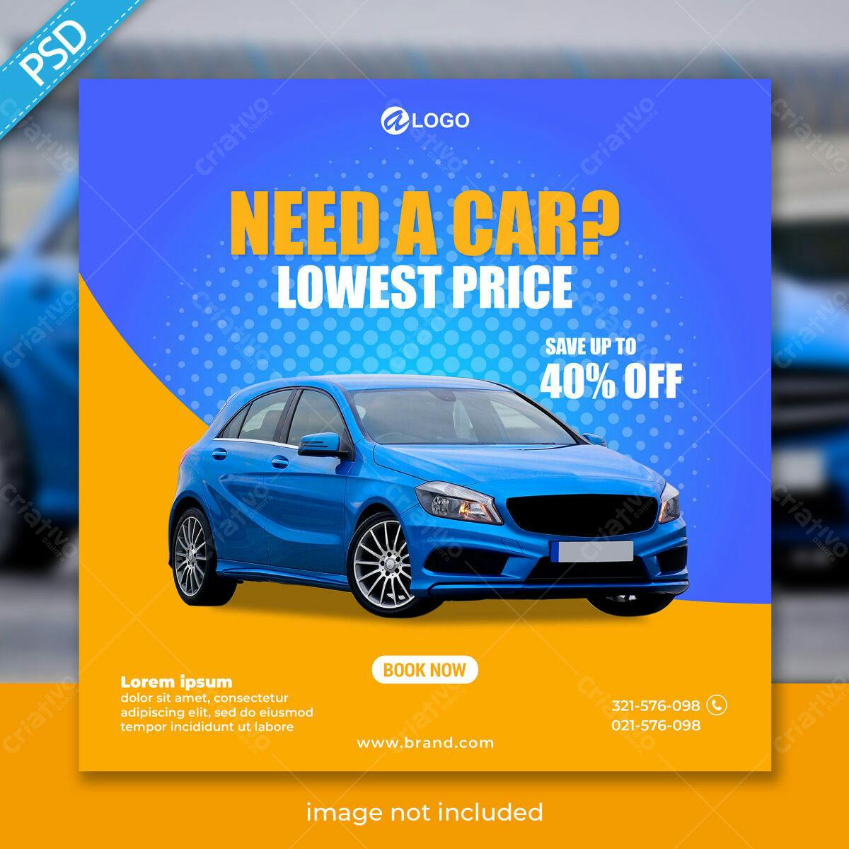 Postagem para Promoção de Carros PSD Editável