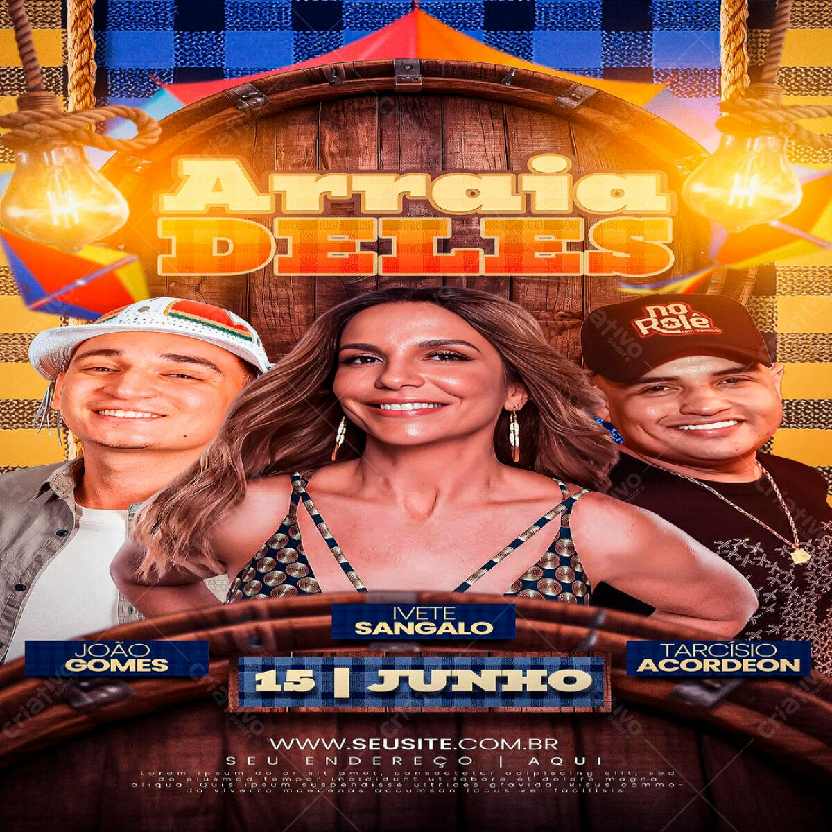 Flyer Festa Junina Arraia Deles PSD Editável