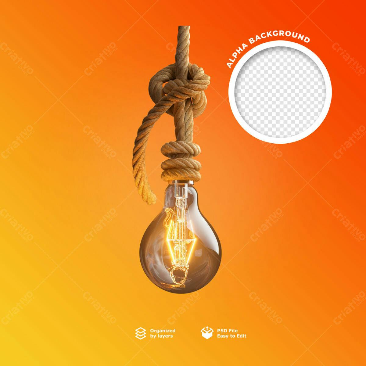 Mockup Lâmpada com Corda PSD Editável