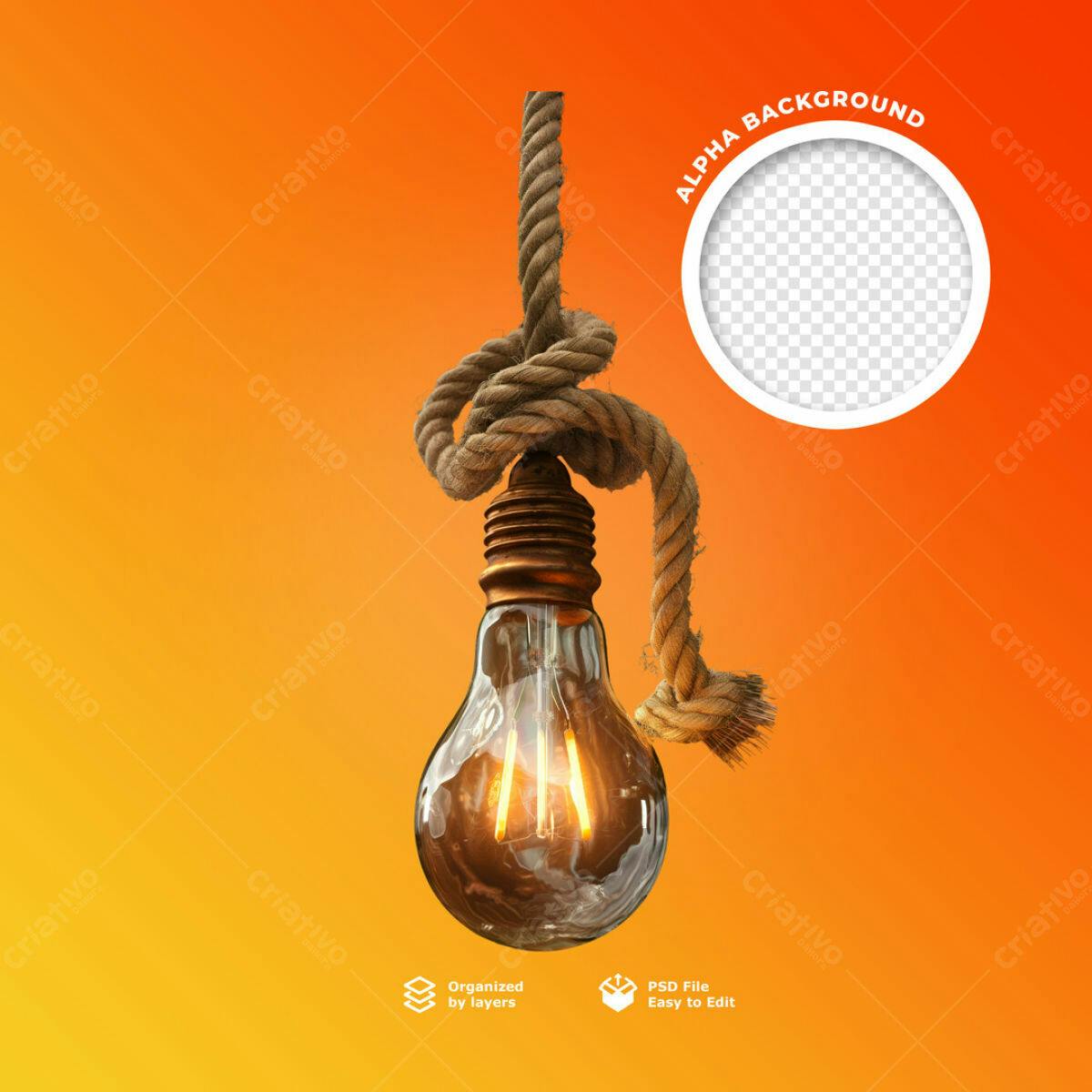 Mockup Lâmpada com Corda PSD Editável