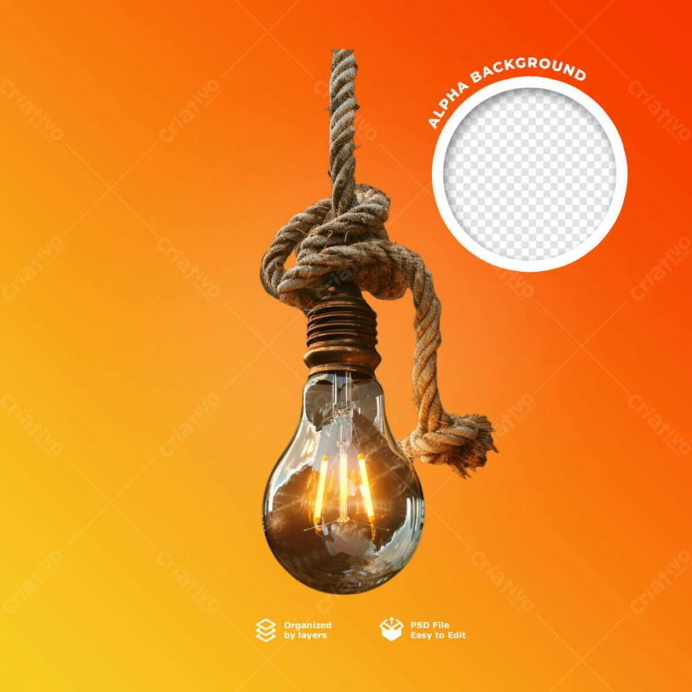 Uma Lâmpada Com Uma Corda Em Volta E Um Círculo De Luz Na Parte Inferior 15