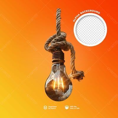 Uma Lâmpada Com Uma Corda Em Volta E Um Círculo De Luz Na Parte Inferior 15