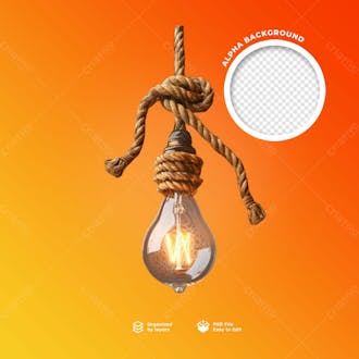 Uma lâmpada com uma corda em volta e um círculo de luz na parte inferior 16
