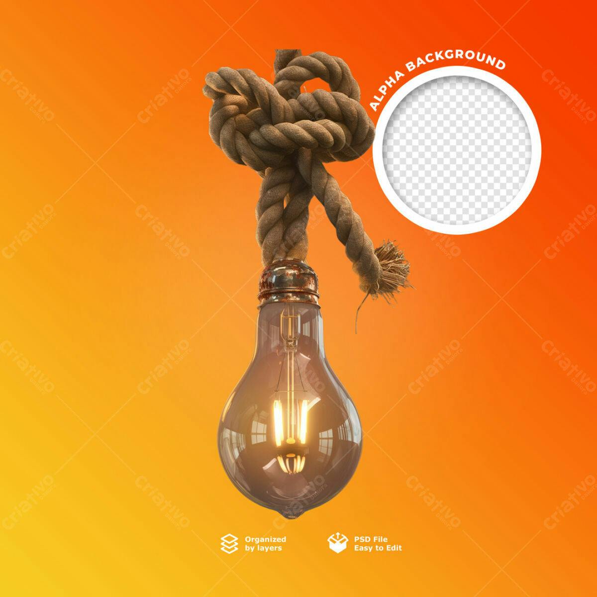 Mockup Lâmpada com Corda PSD Editável