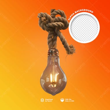 Uma lâmpada com uma corda em volta e um círculo de luz na parte inferior 17