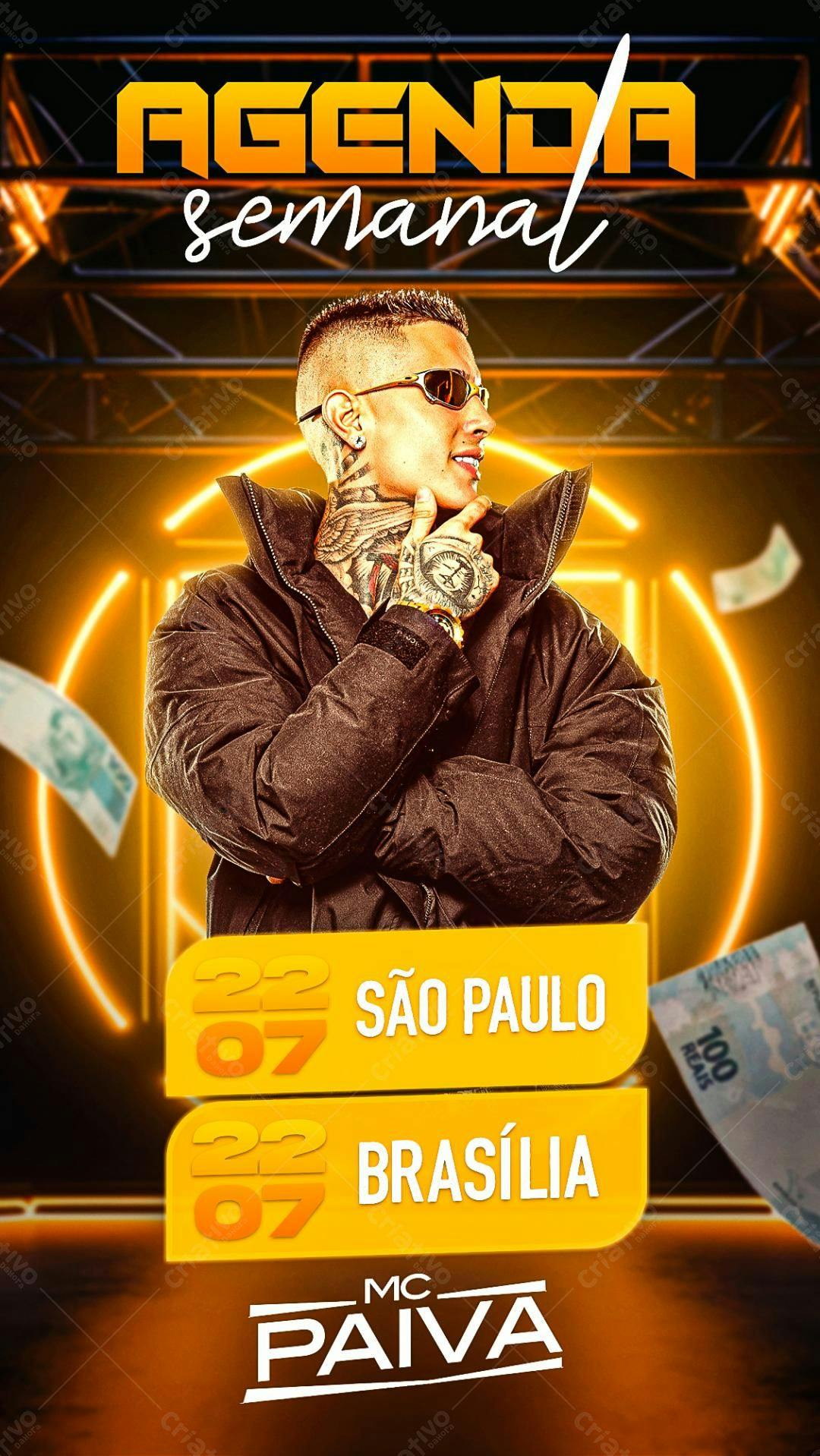 Flyer Agenda Semanal MC Paiva PSD Editável