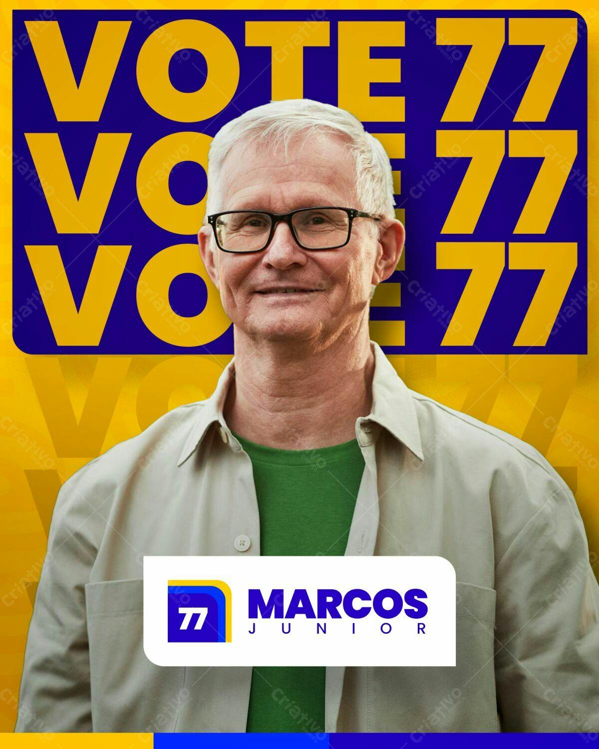 Flyer Eleições Marcos Júnior 77 PSD Editável