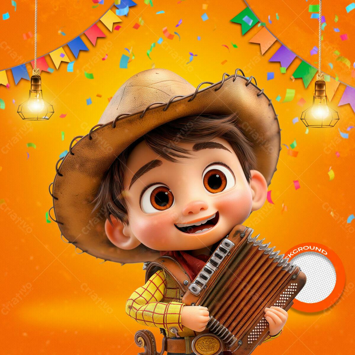 Flyer Festa Junina Infantil PSD Editável