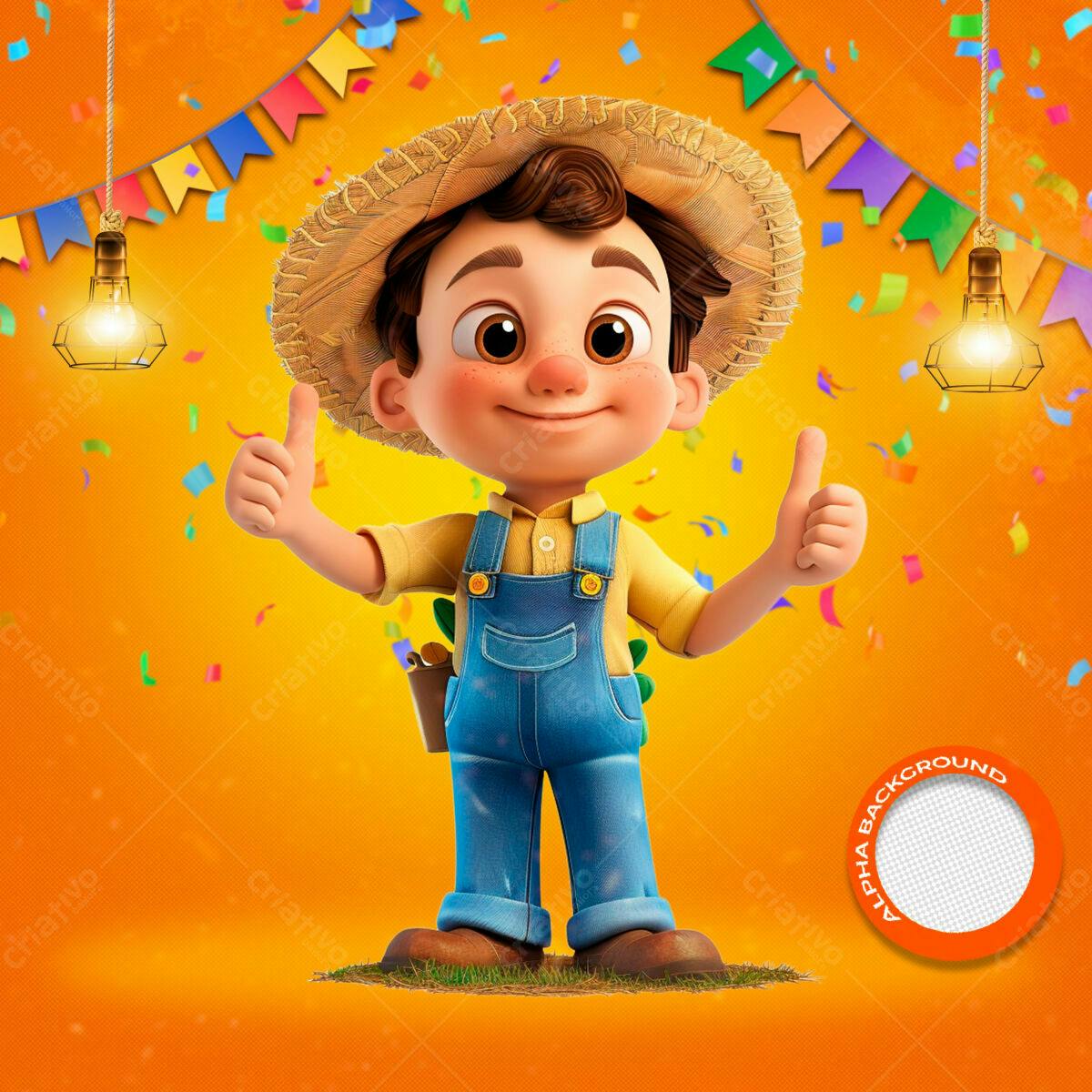 PSD Festa Junina Infantil com Personagem 3D