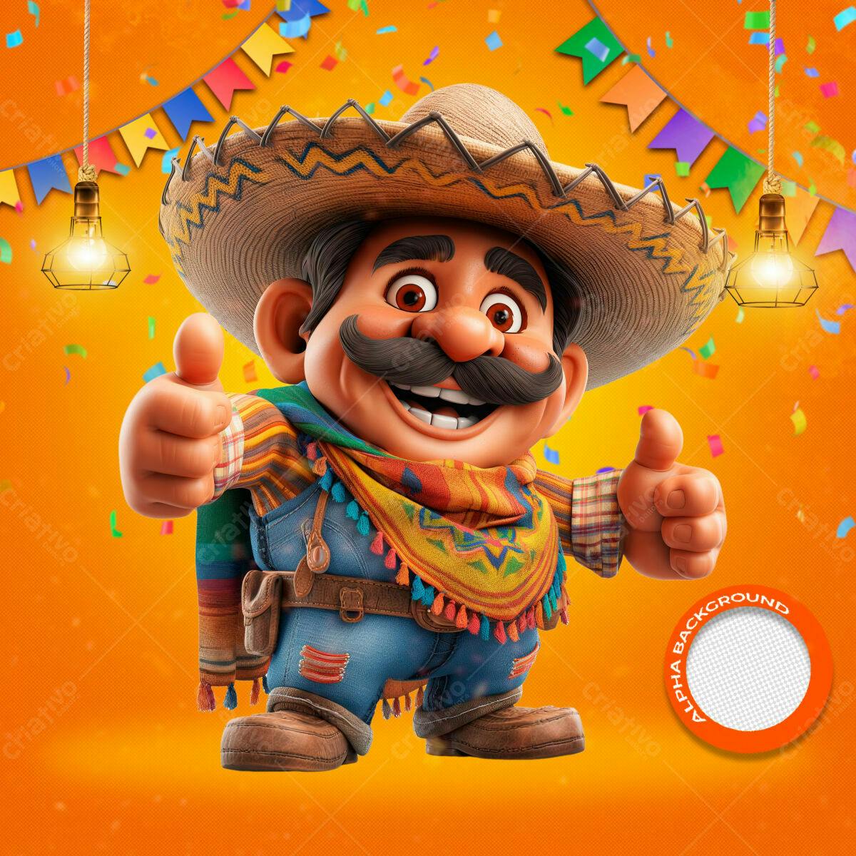 PSD Personagem Mexicano Festa Mexicana PSD Editável