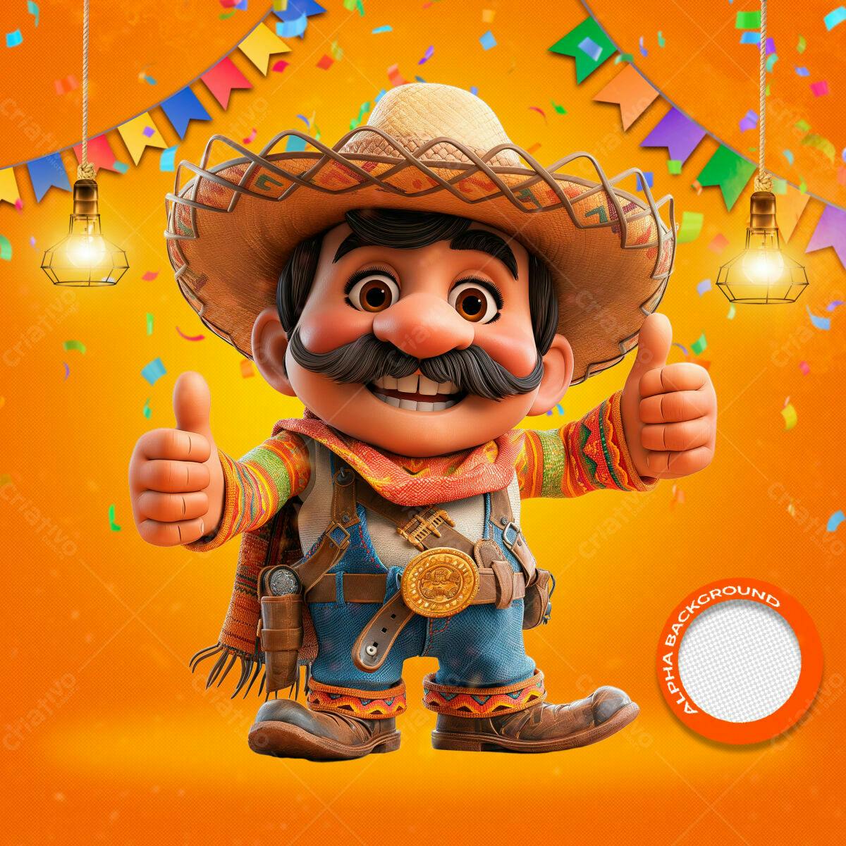Personagem Festa Junina PSD Editável
