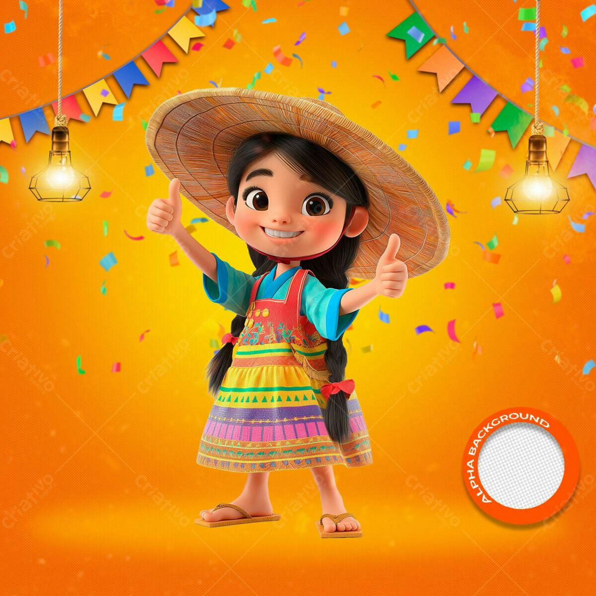 PSD Festa Junina Infantil Colorido